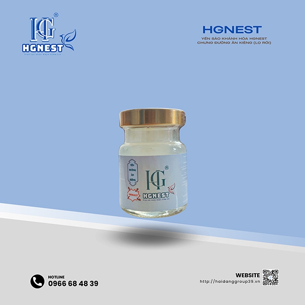 Yến sào Khánh Hòa HGnest chưng Đường ăn kiêng 33% Lọ 70ml