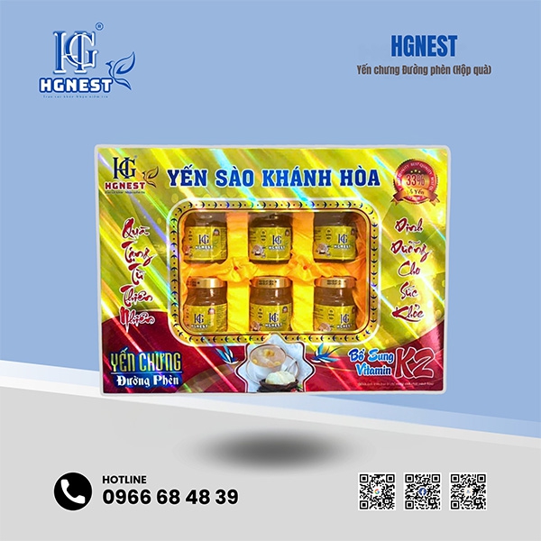 Yến sào Khánh Hòa HGnest chưng Đường phèn 33% Lọ 70ml (Hộp quà)